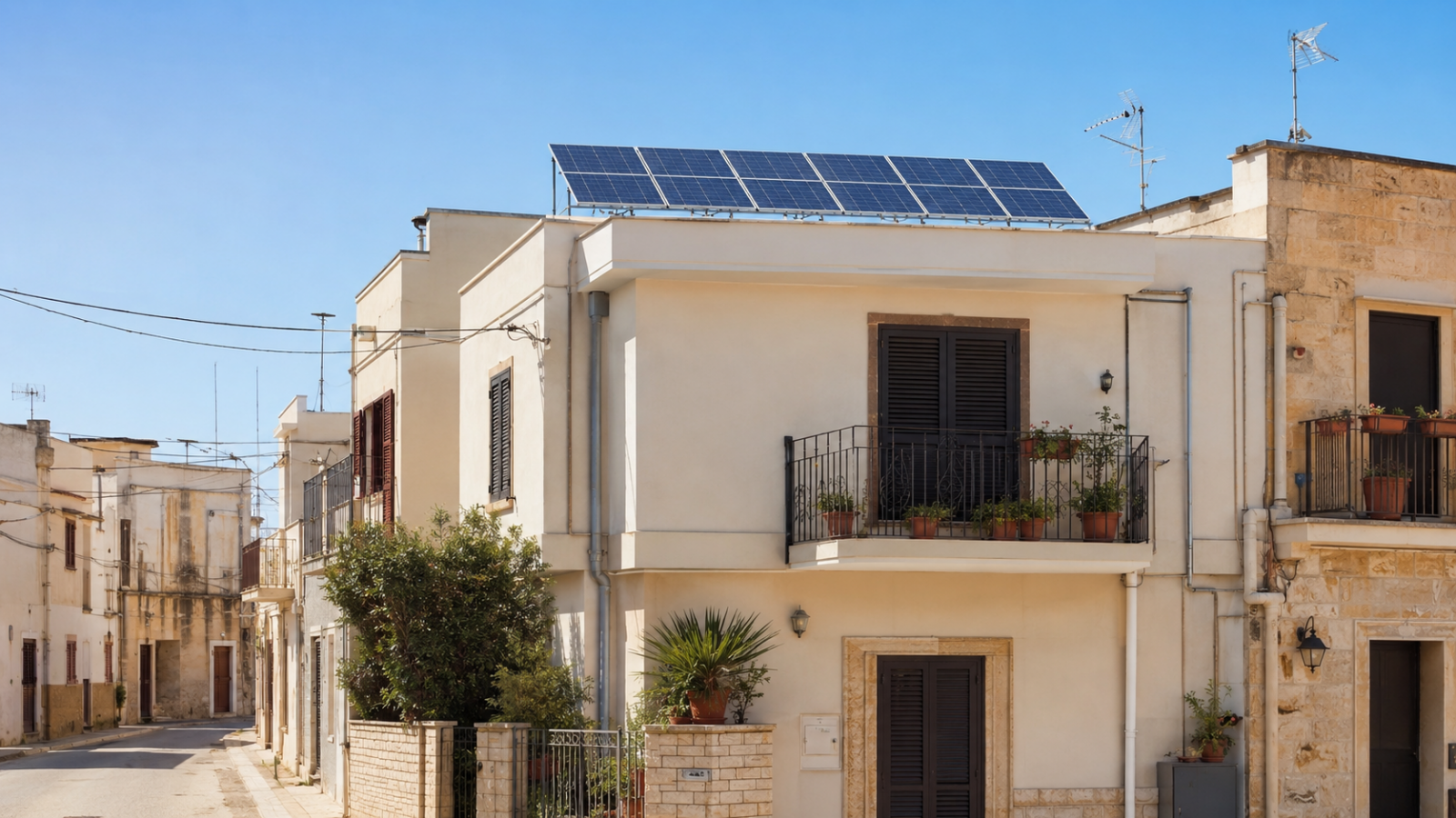Abitazione del Salento con impianto fotovoltaico installato sul tetto