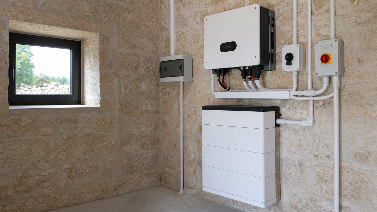 Sistema di accumulo in un edificio rurale ristrutturato del Salento